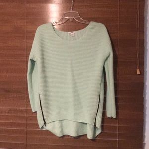 Mint wool sweater with zipper detail